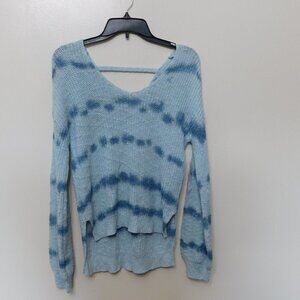 JR368 Freshman 1896 Blue Stripe Juniors' V Neck Cross Back Sweater Size S